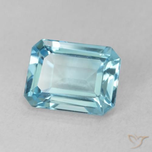 1.89 ct Blue Topaz Stone, Natural Topaz in Octagon Step Cut Shape for Sale