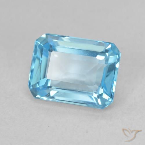 2.11 ct Blue Topaz Stone, Natural Topaz in Octagon Step Cut Shape for Sale