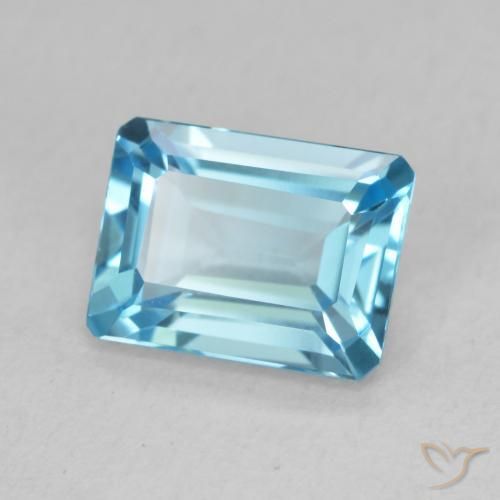 1.91 ct Blue Topaz Stone, Natural Topaz in Octagon Step Cut Shape for Sale