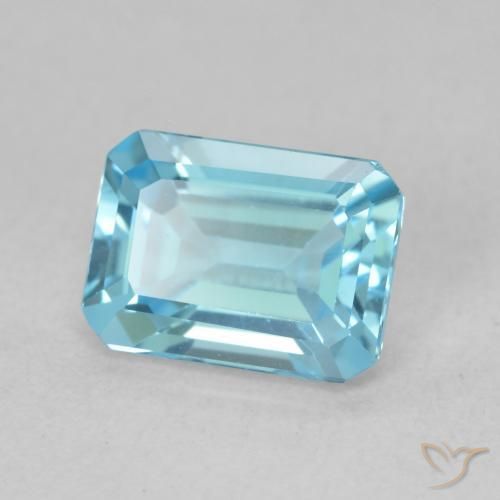1.82 ct Blue Topaz Stone, Natural Topaz in Octagon Step Cut Shape for Sale