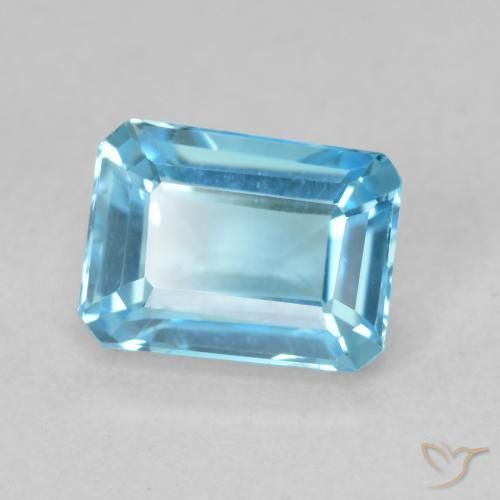 2.09 ct Blue Topaz Stone, Natural Topaz in Octagon Step Cut Shape for Sale