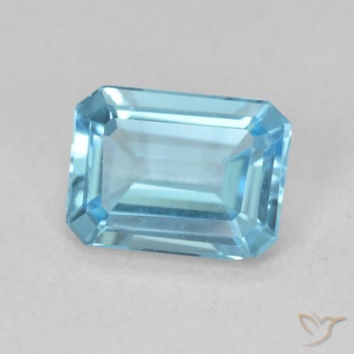 1.74 ct Blue Topaz Stone, Natural Topaz in Octagon Step Cut Shape for Sale
