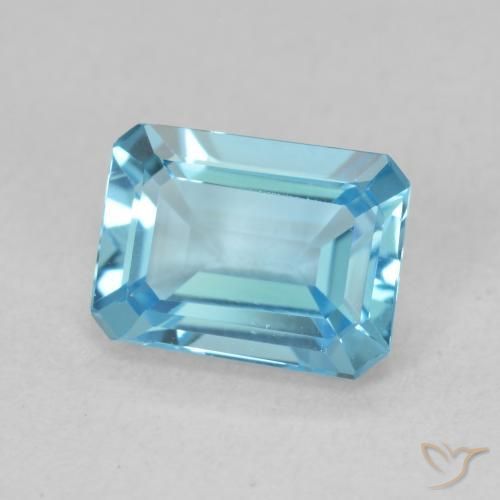1.94 ct Blue Topaz Stone, Natural Topaz in Octagon Step Cut Shape for Sale