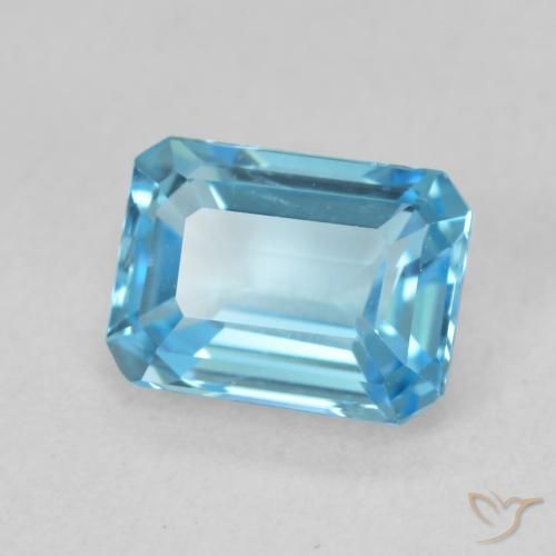 2.05 ct Blue Topaz Stone, Natural Topaz in Octagon Step Cut Shape for Sale