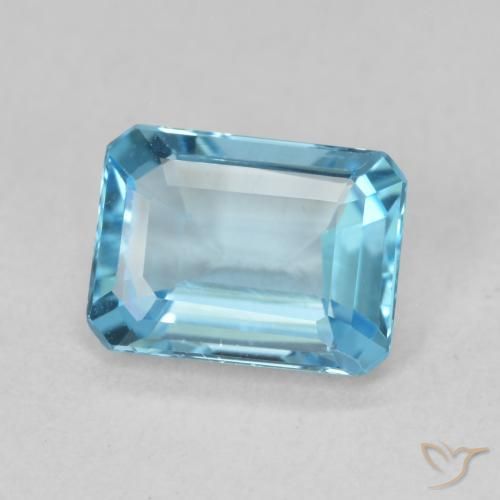1.76 ct Blue Topaz Stone, Natural Topaz in Octagon Step Cut Shape for Sale