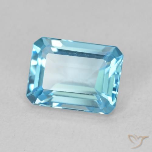 1.85 ct Blue Topaz Stone, Natural Topaz in Octagon Step Cut Shape for Sale
