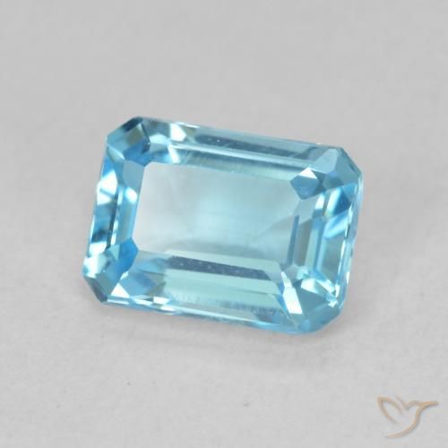 1.80 ct Blue Topaz Stone, Natural Topaz in Octagon Step Cut Shape for Sale