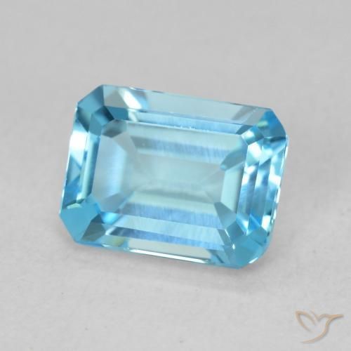 1.93 ct Blue Topaz Stone, Natural Topaz in Octagon Step Cut Shape for Sale