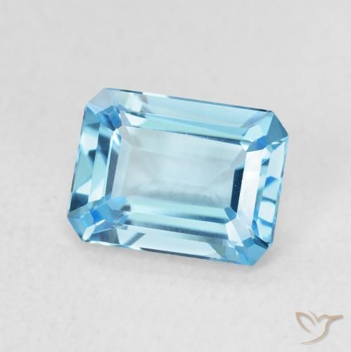 1.84 ct Blue Topaz Stone, Natural Topaz in Octagon Step Cut Shape for Sale