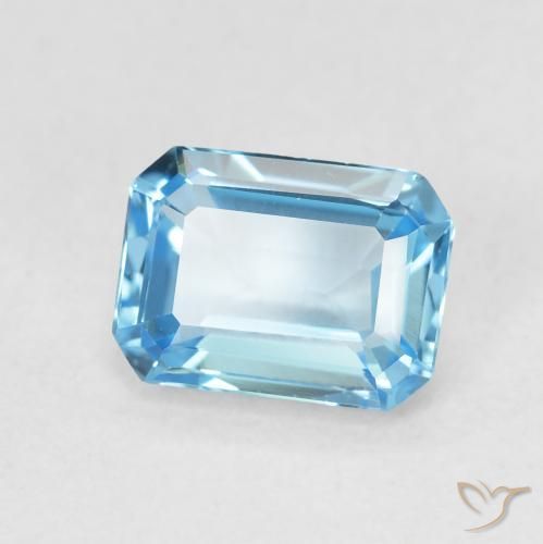 1.80 ct Blue Topaz Stone, Natural Topaz in Octagon Step Cut Shape for Sale