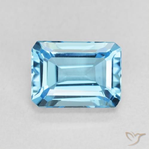 2.04ct Natural Swiss Blue Topaz, Emerald Cut, VVS