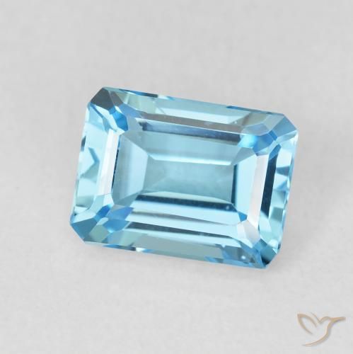 2.04 ct Blue Topaz Stone, Natural Topaz in Octagon Step Cut Shape for Sale