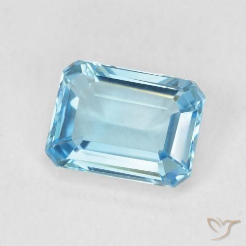 1.80 ct Blue Topaz Stone, Natural Topaz in Octagon Step Cut Shape for Sale