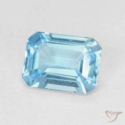 1.88 ct Blue Topaz Stone, Natural Topaz in Octagon Step Cut Shape for Sale
