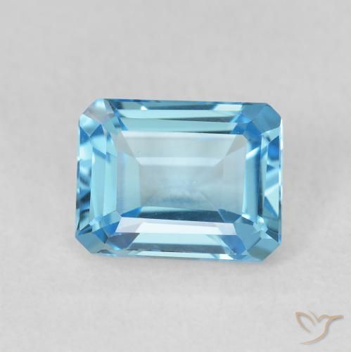2.00ct Natural Swiss Blue Topaz, Emerald Cut, VVS