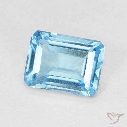 1.85 ct Blue Topaz Stone, Natural Topaz in Octagon Step Cut Shape for Sale