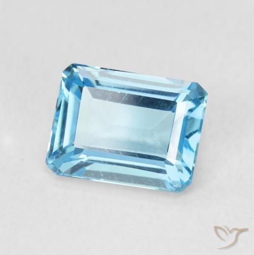 1.99 ct Blue Topaz Stone, Natural Topaz in Octagon Step Cut Shape for Sale