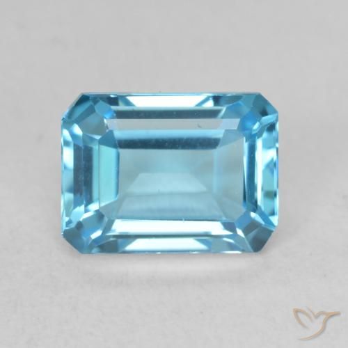 2.18ct Natural Swiss Blue Topaz, Emerald Cut, VVS