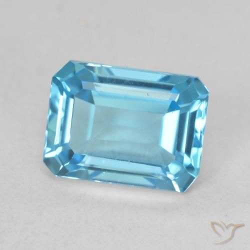 2.18 ct Blue Topaz Stone, Natural Topaz in Octagon Step Cut Shape for Sale