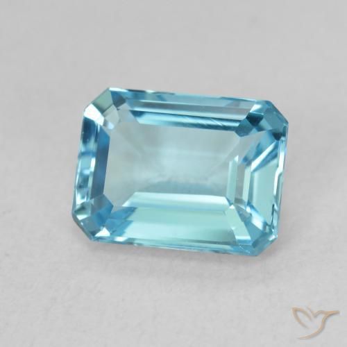 1.87 ct Blue Topaz Stone, Natural Topaz in Octagon Step Cut Shape for Sale