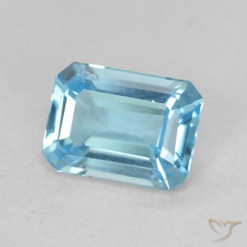 1.81 ct Blue Topaz Stone, Natural Topaz in Octagon Step Cut Shape for Sale