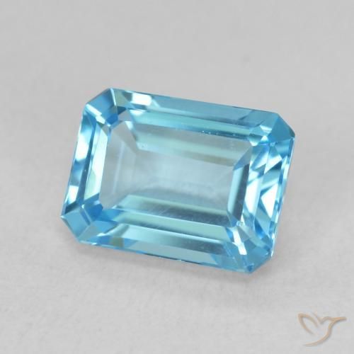 2.09 ct Blue Topaz Stone, Natural Topaz in Octagon Step Cut Shape for Sale
