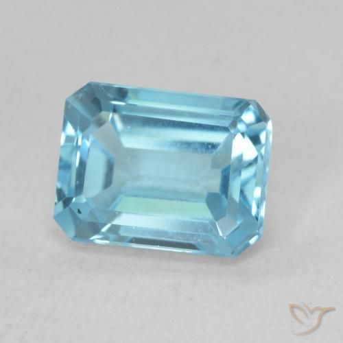 1.96 ct Blue Topaz Stone, Natural Topaz in Octagon Step Cut Shape for Sale