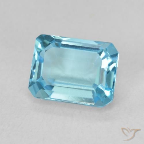1.96 ct Blue Topaz Stone, Natural Topaz in Octagon Step Cut Shape for Sale