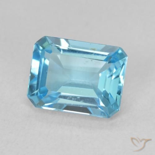 1.89 ct Blue Topaz Stone, Natural Topaz in Octagon Step Cut Shape for Sale
