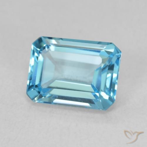 1.99 ct Blue Topaz Stone, Natural Topaz in Octagon Step Cut Shape for Sale