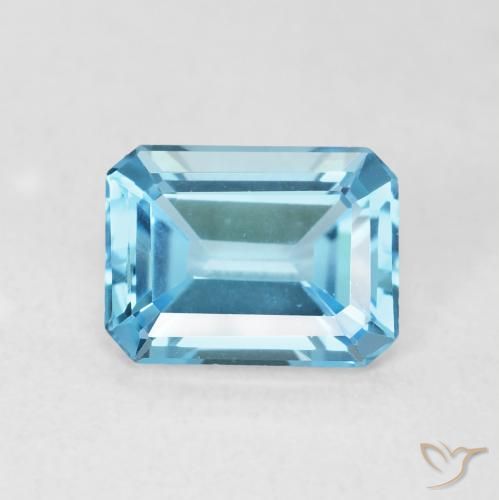 1.76ct Natural Swiss Blue Topaz, Emerald Cut, VVS