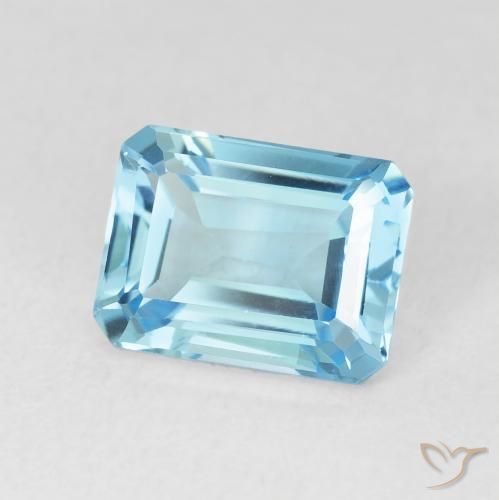 2.06 ct Blue Topaz Stone, Natural Topaz in Octagon Step Cut Shape for Sale