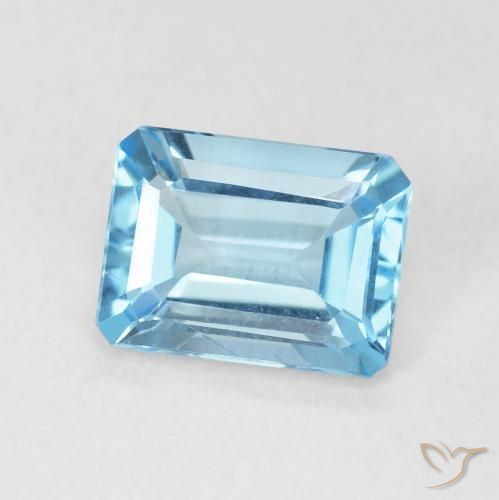 1.79 ct Blue Topaz Stone, Natural Topaz in Octagon Step Cut Shape for Sale