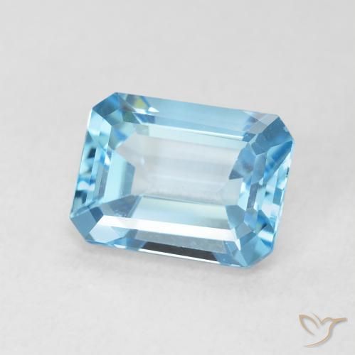 1.88 ct Blue Topaz Stone, Natural Topaz in Octagon Step Cut Shape for Sale