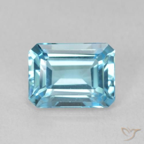 1.80ct Natural Baby Blue Topaz, Emerald Cut, VVS