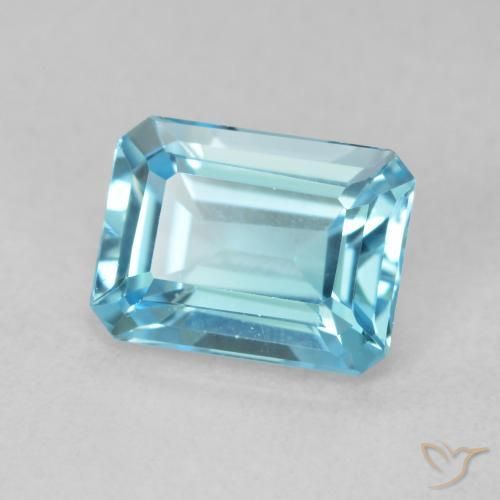1.80 ct Blue Topaz Stone, Natural Topaz in Octagon Step Cut Shape for Sale