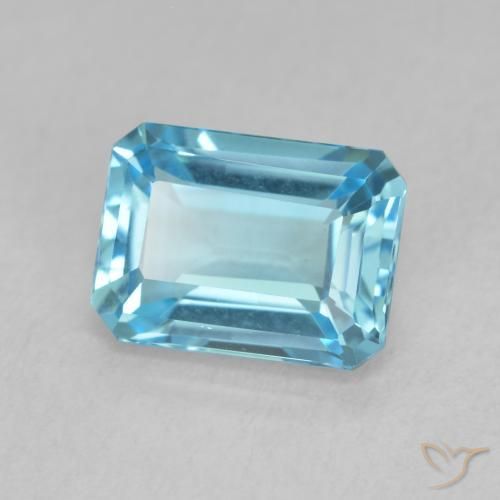 1.85 ct Blue Topaz Stone, Natural Topaz in Octagon Step Cut Shape for Sale