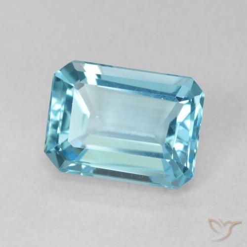 1.86 ct Blue Topaz Stone, Natural Topaz in Octagon Step Cut Shape for Sale