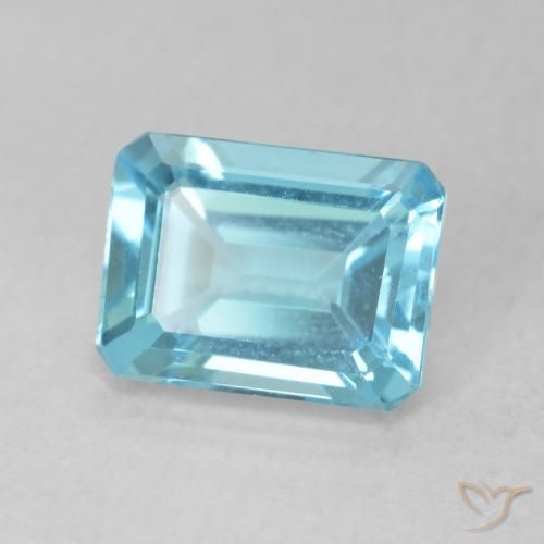 2.15 ct Blue Topaz Stone, Natural Topaz in Octagon Step Cut Shape for Sale
