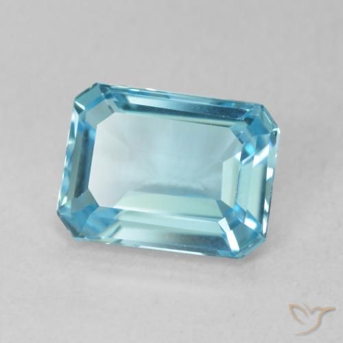 1.87 ct Blue Topaz Stone, Natural Topaz in Octagon Step Cut Shape for Sale