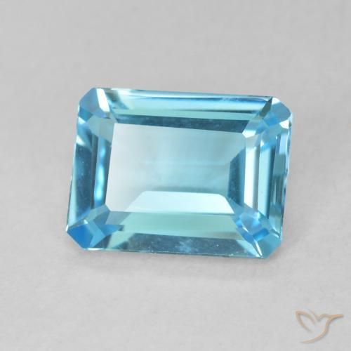 1.65 ct Blue Topaz Stone, Natural Topaz in Octagon Step Cut Shape for Sale