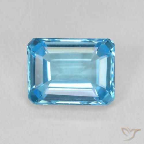 2.00ct Natural Swiss Blue Topaz, Emerald Cut, VVS
