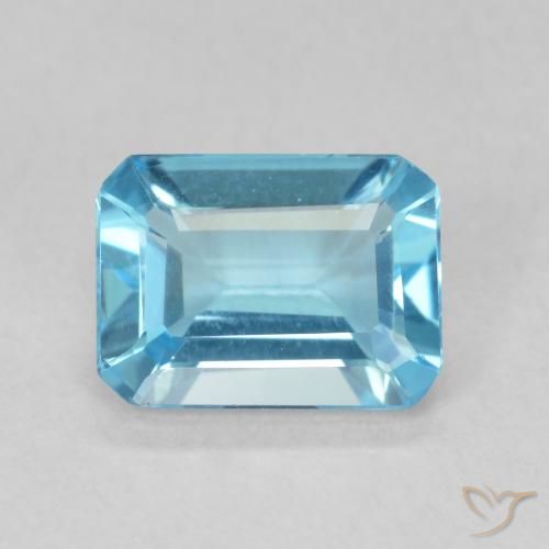 1.68ct Natural Swiss Blue Topaz, Emerald Cut, VVS