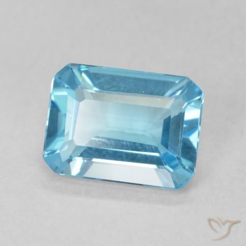 1.68 ct Blue Topaz Stone, Natural Topaz in Octagon Step Cut Shape for Sale