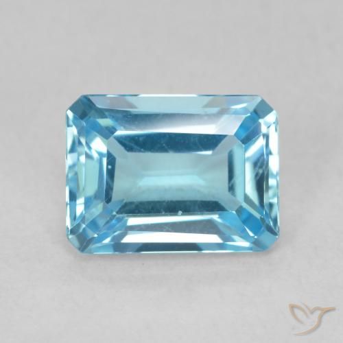 2.00ct Natural Swiss Blue Topaz, Emerald Cut, VVS