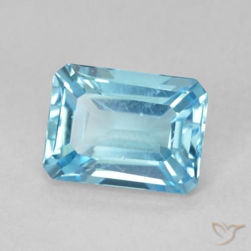 2.00 ct Blue Topaz Stone, Natural Topaz in Octagon Step Cut Shape for Sale