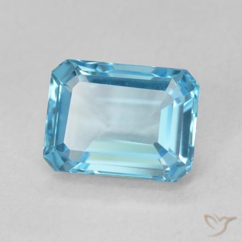 2.03 ct Blue Topaz Stone, Natural Topaz in Octagon Step Cut Shape for Sale