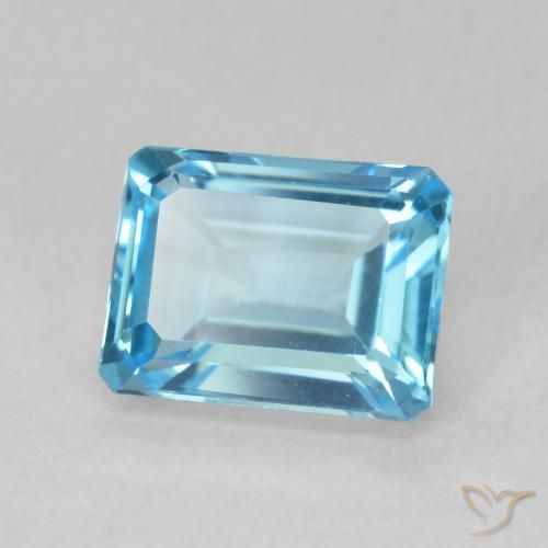 2.15 ct Blue Topaz Stone, Natural Topaz in Octagon Step Cut Shape for Sale