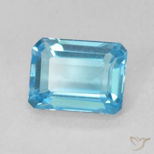 2.03 ct Blue Topaz Stone, Natural Topaz in Octagon Step Cut Shape for Sale