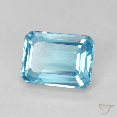 1.96 ct Blue Topaz Stone, Natural Topaz in Octagon Step Cut Shape for Sale
